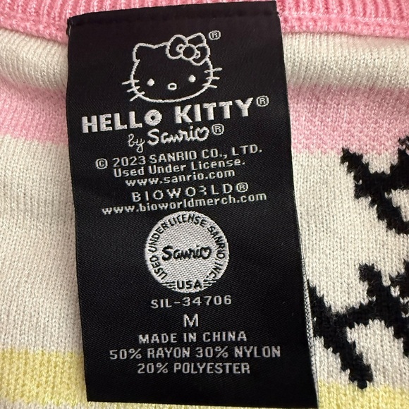 Hello Kitty Black and Pink Open Front Cardigan Sweater - Picture 9 of 10